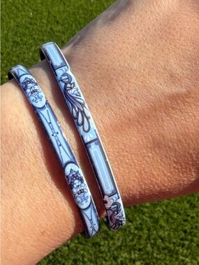 2 Rare Michaela Frey Vienna ~Austrian Enamel Bracelet Bangles